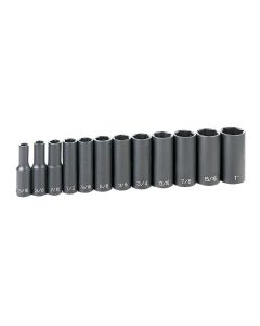 GRE1213D image(0) - 12 PC 3/8" DR FRACTIONAL DEEP LENGHT SET