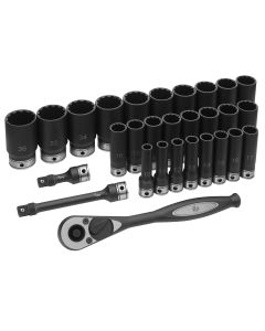 GRE82229MD image(0) - 1/2" Dr. 29pc Metric Deep Duo-Socket Set - 12 Pt.