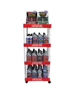 LUC11002 image(0) - 14 Cases/1 EA Asst. Motorcycle Treatments w/Mobile Flr Rack